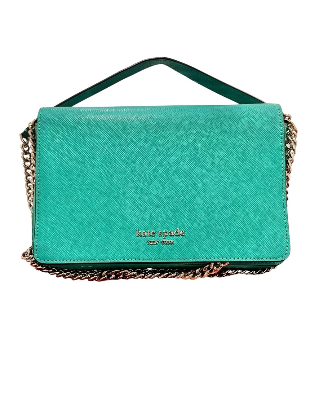 Kate Spade Spencer Chain Wallet Crossbody/Matching Card Holder Fiji Green NWT - Picture 4 of 15